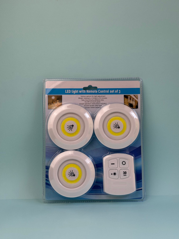 چراغ زیر کابینتی ریموت دار واراداتی اورجینال 3in1 بسته 3 عددی