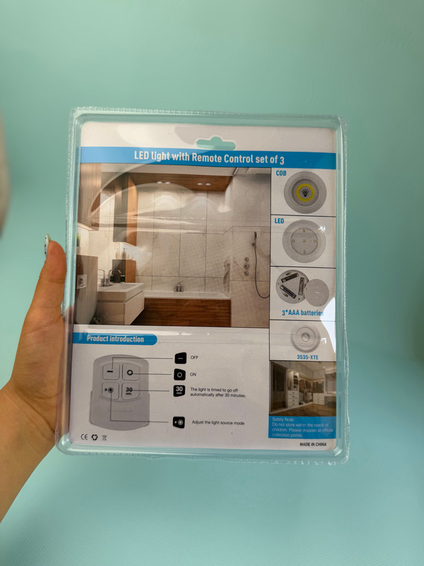 چراغ زیر کابینتی ریموت دار واراداتی اورجینال 3in1 بسته 3 عددی